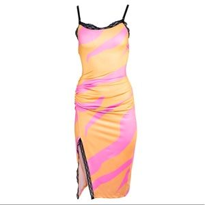Urban Outfitters UO by Hot Lava pink & orange silky Slip Dress